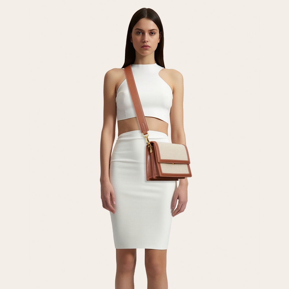 JW PEI Mini Flap Crossbody - Beige Canvas - Picture 2 of 7